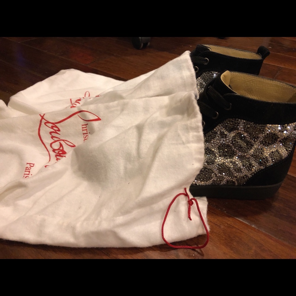 Christian Louboutin Black Leopard Strass Flat